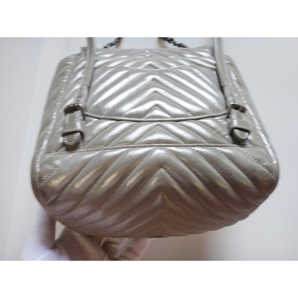 Chanel V Stitch Silver Chevron Leather Rucksack main image 0